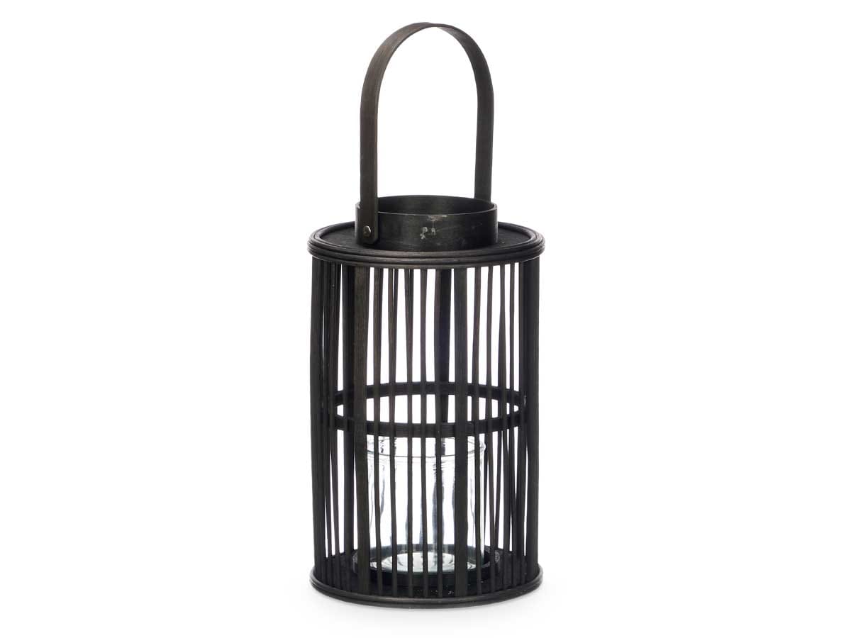 Farol bambu negro vela med2 FAROL BAMBU NEGRO 18X18X44 CM - Imagen 1