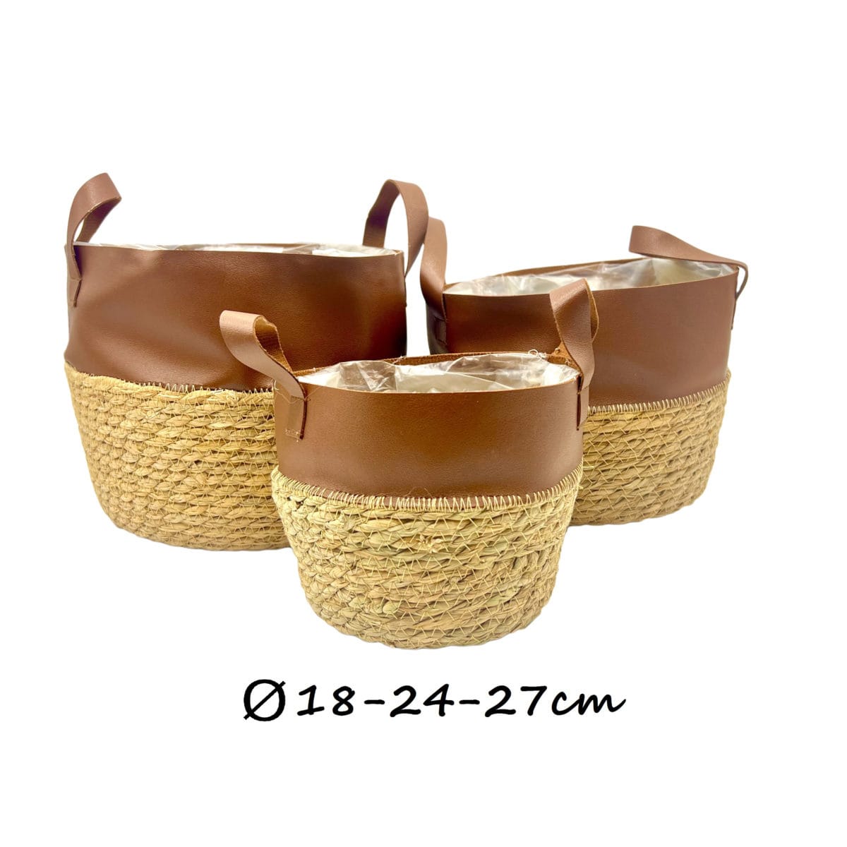 MACETERO NATURAL CUERO 27 CM - Imagen 1