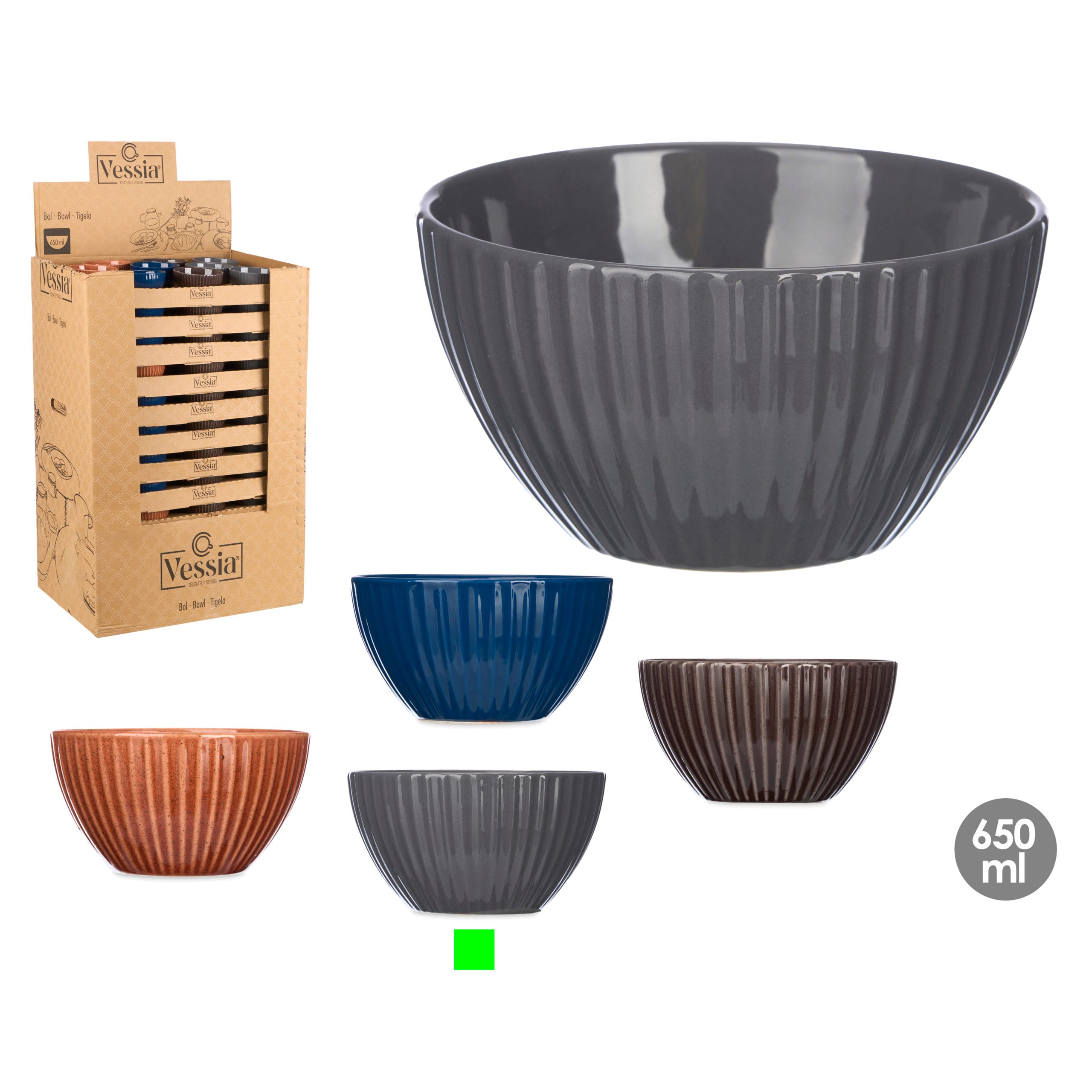 78897_AR gris BOL GRIS RAYAS 13 CM 535 ML. - Imagen 1