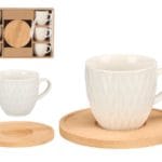 SET 6 TAZAS PLATOS BAMBU ROMBOS