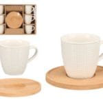 SET 6 TAZAS PLATO BAMBU CUADRADO