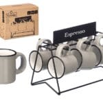SET 6 TAZAS CAFE GRIS C/ SOPORTE
