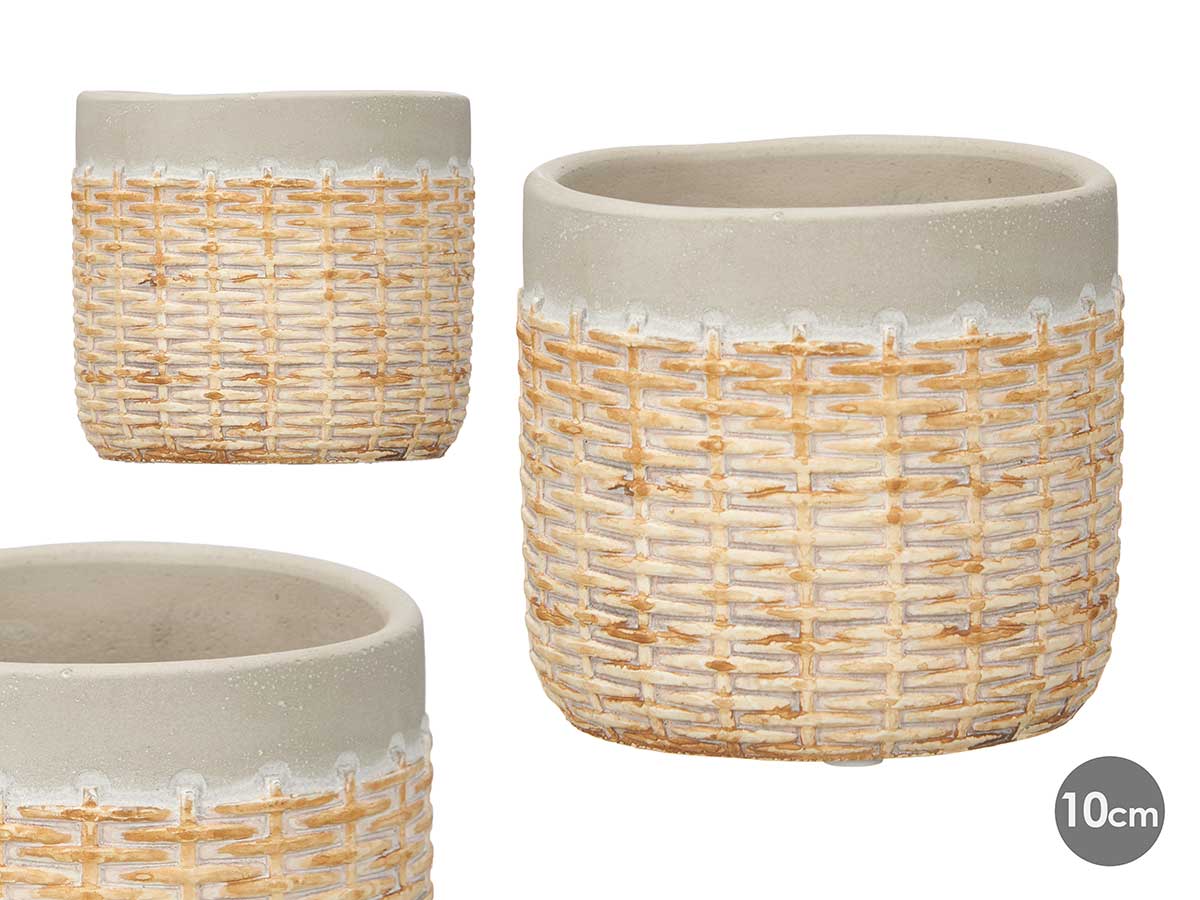 11388 MACETA CEMENTO GRIS RATAN 10 CM - Imagen 1