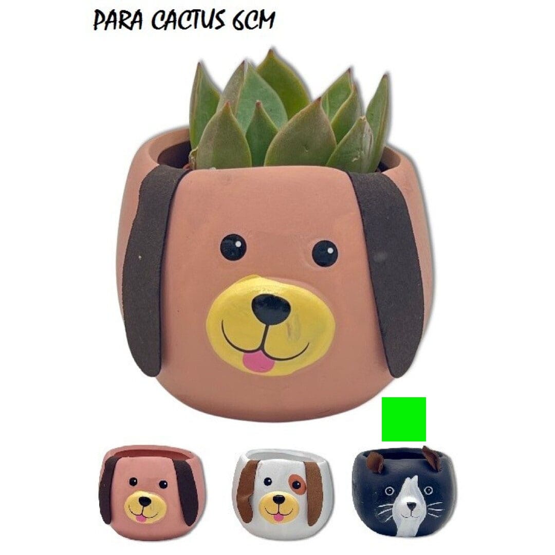 MACETAS PARA CACTUS PERROS negra MACETA PERRO NEGRO 9X7 CM - Imagen 1