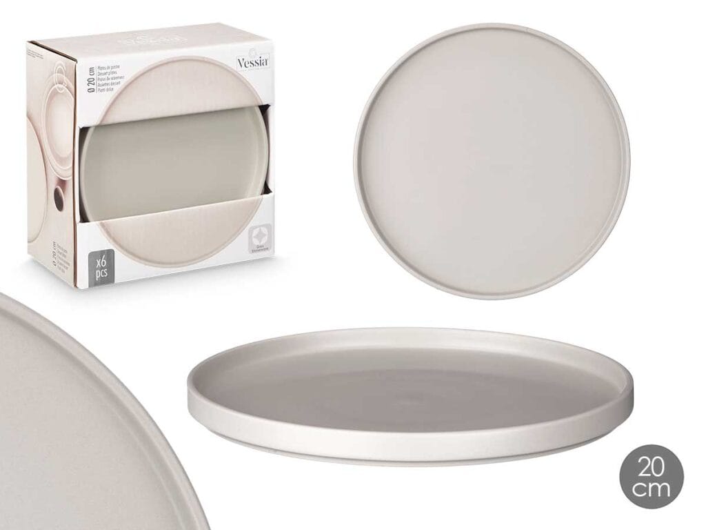 PLATO POSTRE LISO GRIS
