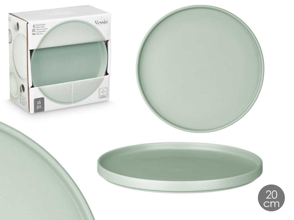 Plato postre 20 cm liso verde