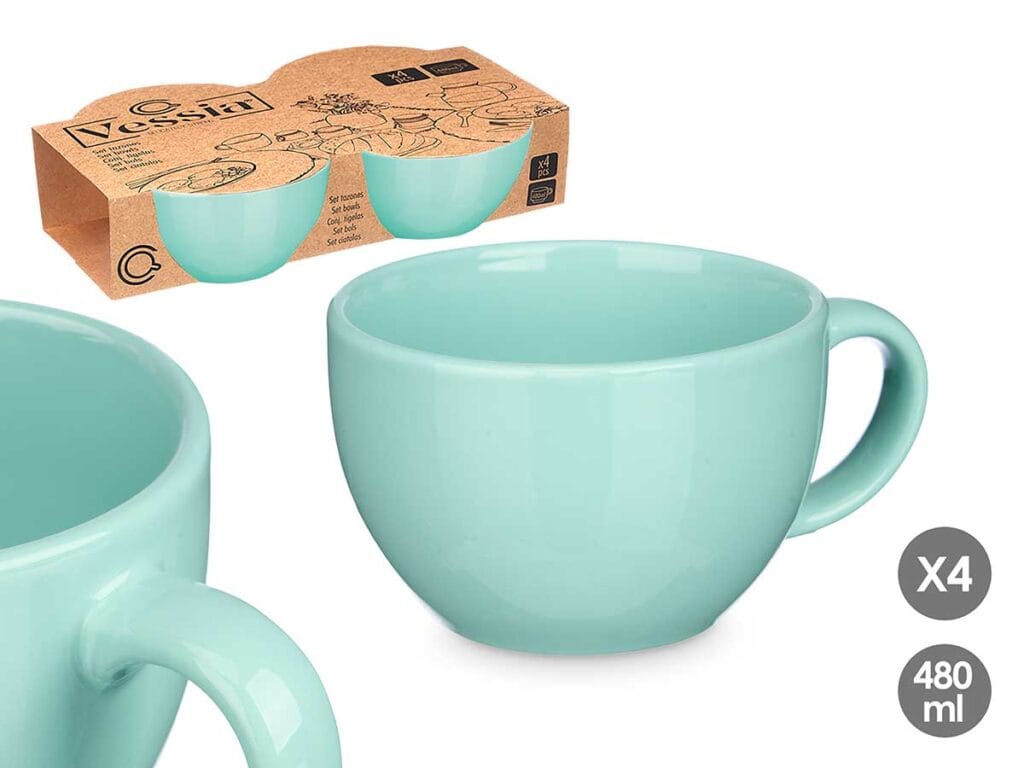 Set 4 tazones menta 480ml