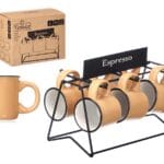 SET 6 TAZA CAFE BEIGE C/ SOPORTE