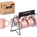 SET 6 TAZA CAFE ROSA C/ SOPORTE