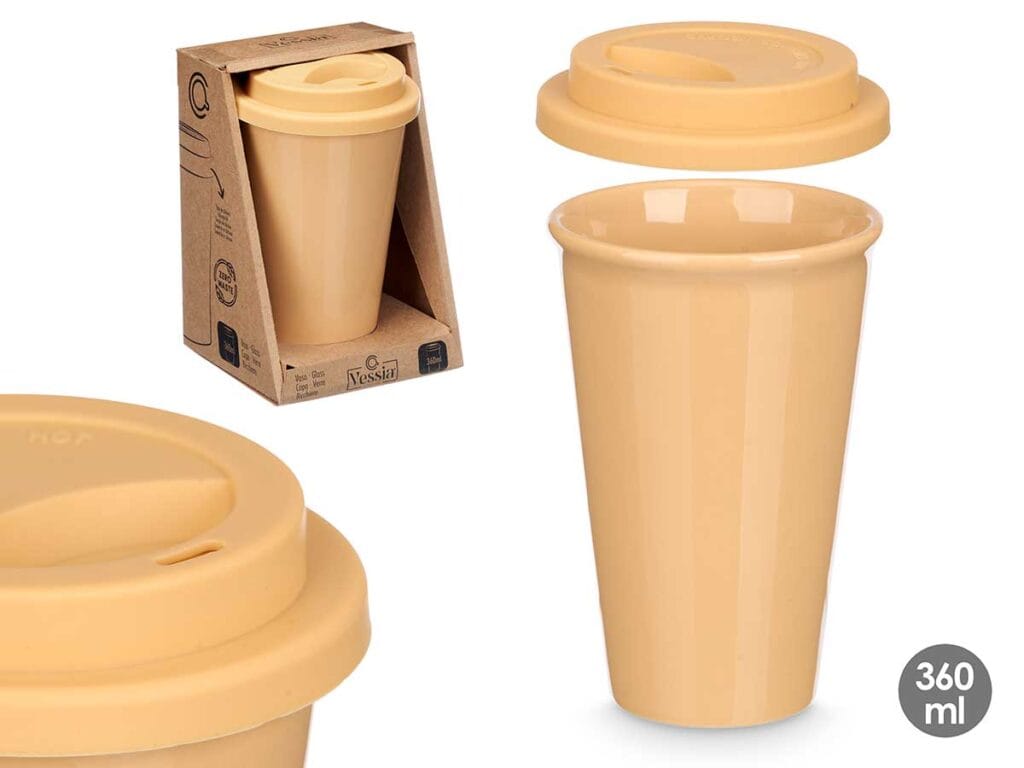 Vaso tapa silicona beige 360ml
