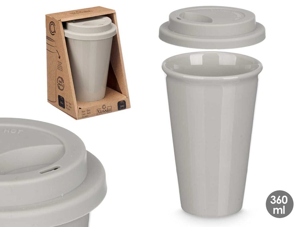 Vaso tapa silicona gris 360ml