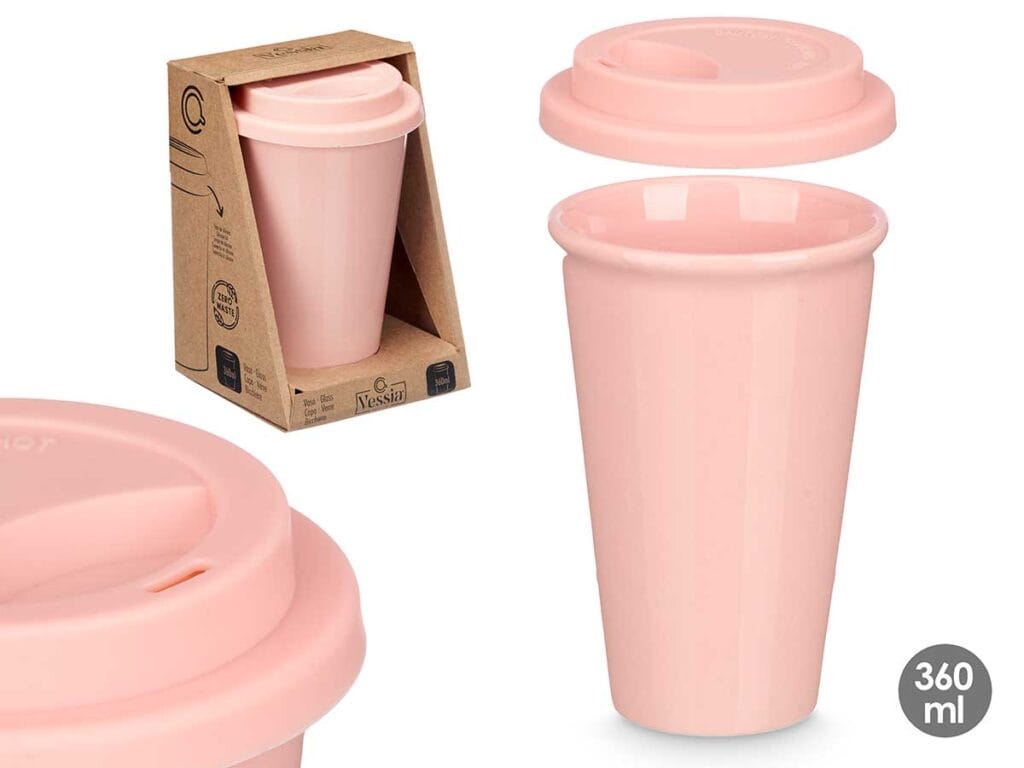Vaso tapa silicona rosa 360ml