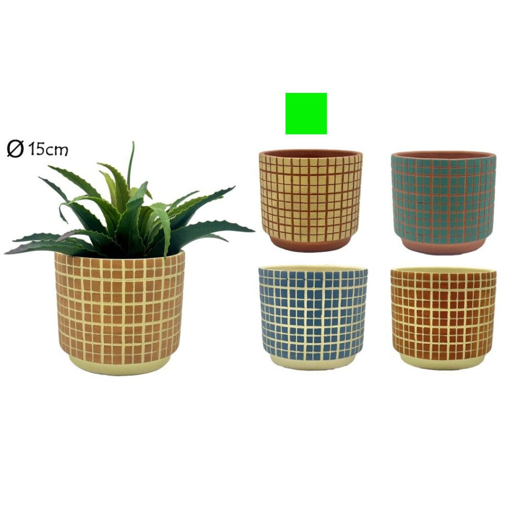 maceta relieve cuadrados beige