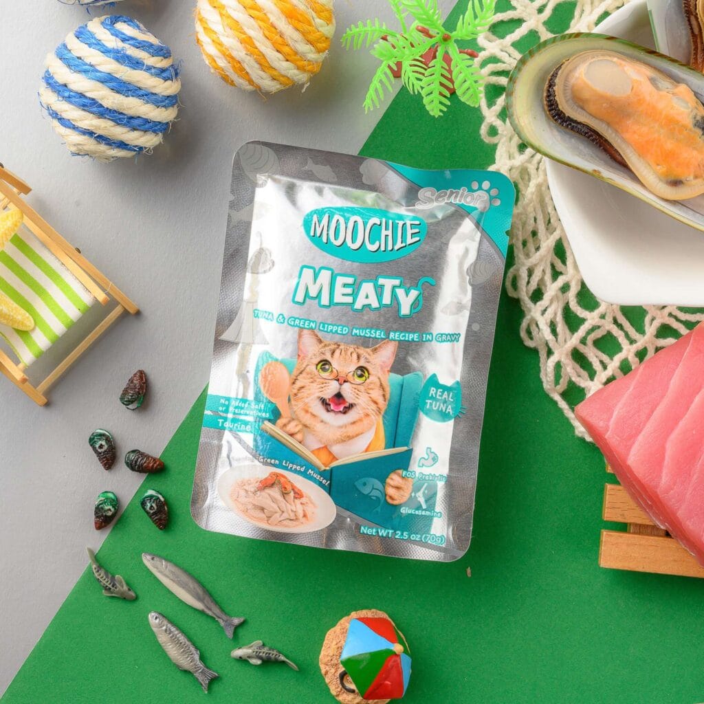 mooc103 pouch de atun y mejillon para gatos senior moochie delicias carnosas 70 g detalle 15235