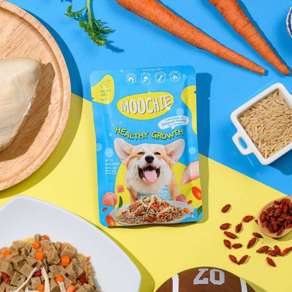 mooc601 pouch de pollo y verduras para cachorros moochie crecimiento saludable 85 g detalle 15208