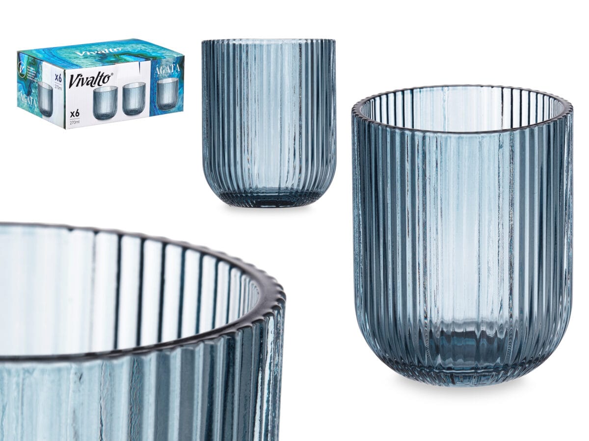 VASO BAJO AZUL OSCURO RAYAS 270 - Imagen 3