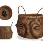 CESTA JUNCO 35 CM NATURAL NEGRO