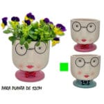 MACETA CARA TURQUESA 13X14 CM