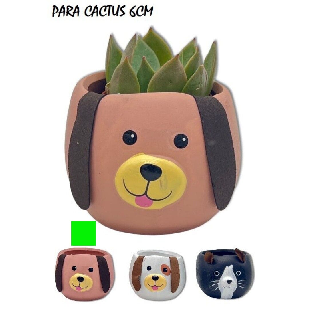 MACETAS PARA CACTUS PERROS rosa MACETA PERRO ROSA 9X7 CM - Imagen 1