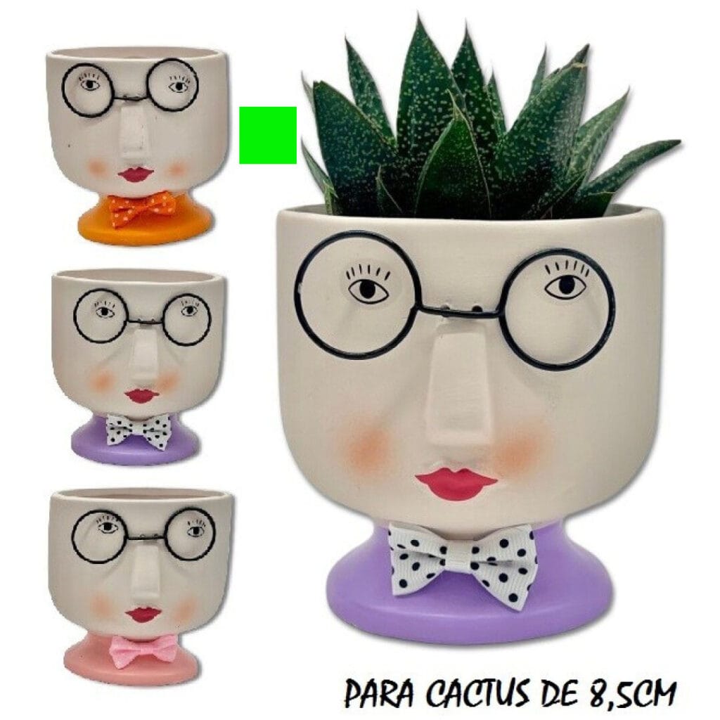 maceta caras para cactus naranja