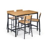 SET MESA MADERA Y 4 TABURETES