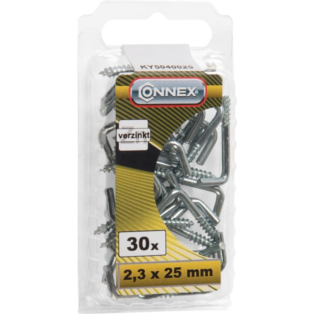 Alcayatas con Rosca para Madera 2,3 x 25 mm Galvanizadas (Pack de 30 Unidades) – Connex