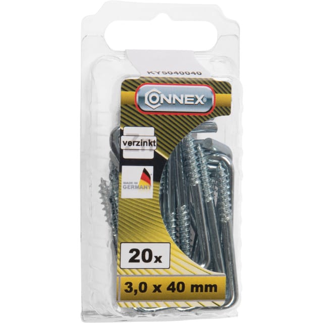 Alcayatas Rosca Madera 3x40 mm Galvanizadas (Pack 20 Uds) | Connex